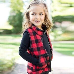 Toddler Red and Black Plaid Vest
